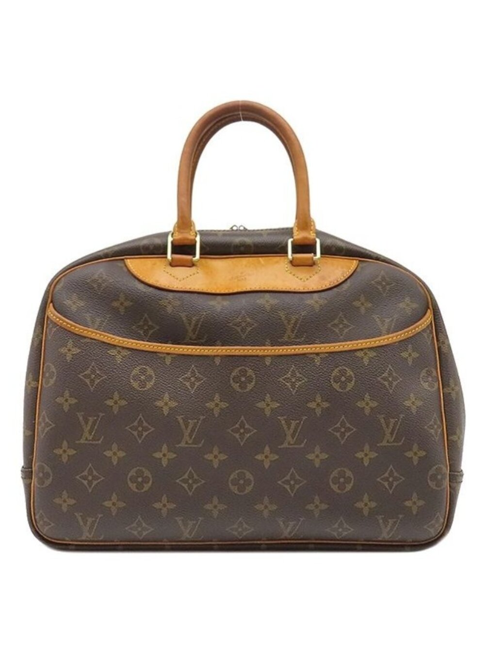 Louis Vuitton Handbag Deauville Monogram Canvas Gold Brown Bowling Vanity